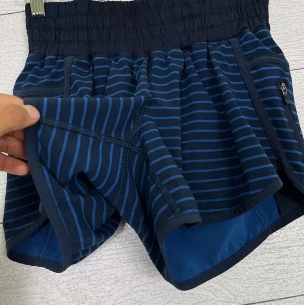 Lululemon Run Tracker Short II 4-way Rugged Blue Inkwell Navy Stripe - Picture 5 of 8